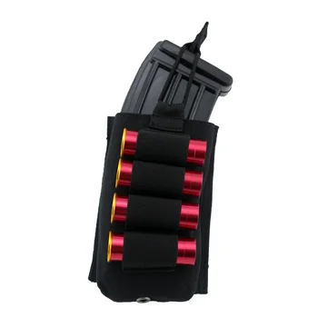 

Tactical Pouch Molle Hunting 12 Gauge Ammo Bag M4 M16 5.56 .223 Magazine Pouch with 4 Rounds 12G Shotshell Elastic Holder