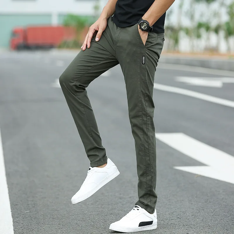 

2019 New Casual Mens Business Male Trousers Classics Mid waist Straight Full Length men pants