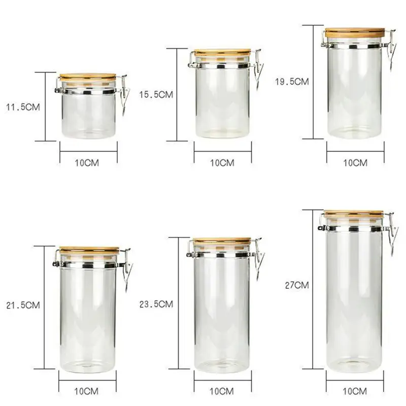 Stainless Steel Airtight Storage Jar with Clip Top Bamboo Lids Sealed Canister Food Storage Container for Loose Tea Coffee Bean