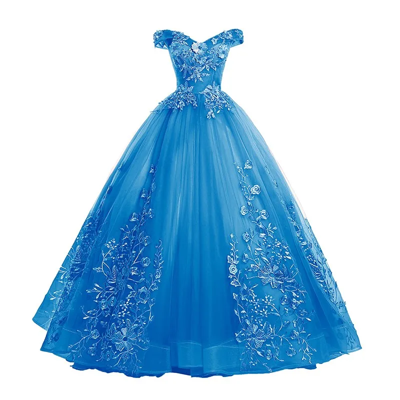 Applique Quinceanera Dresses Ball Gown Lace Embroidery Off The Shouder Party Prom Dress Vestidos 10 Colors