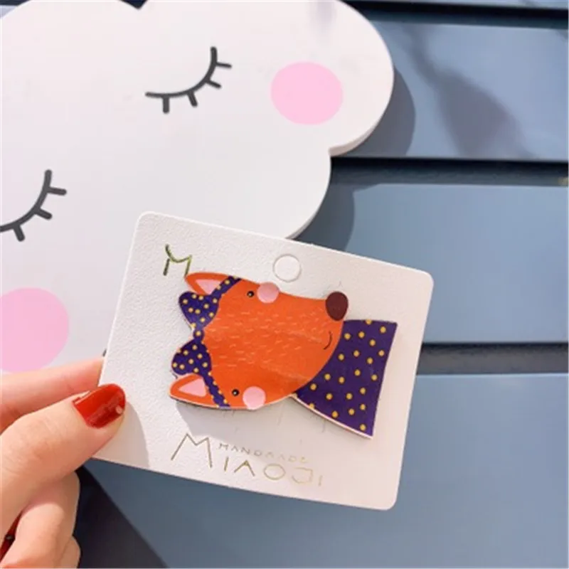Korean PU Cartoon Animal Cute Kids Children Girls Fall Winter BB Hairpins Hair clips Head wear Hair Accessories-SWC5-W7 - Цвет: 5