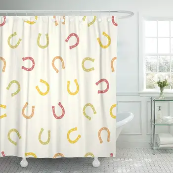 

Pattern Horseshoe Good Luck Symbol Horse Farm Fortune Shower Curtain Waterproof Polyester Fabric 60 x 72 Inches Set