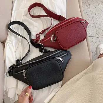 

Fashion Crocodile Chest Bags For Women Casual Solid Shoulder Crossbody Bags Luxury Pu Leather Female Handbag Women Clutch 2020