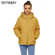 WYWMY Short Parka Women Winter Jacket Thick Hooded Cotton Padded Coats Female Korean Loose Puffer Parkas Ladies Oversize Outwear