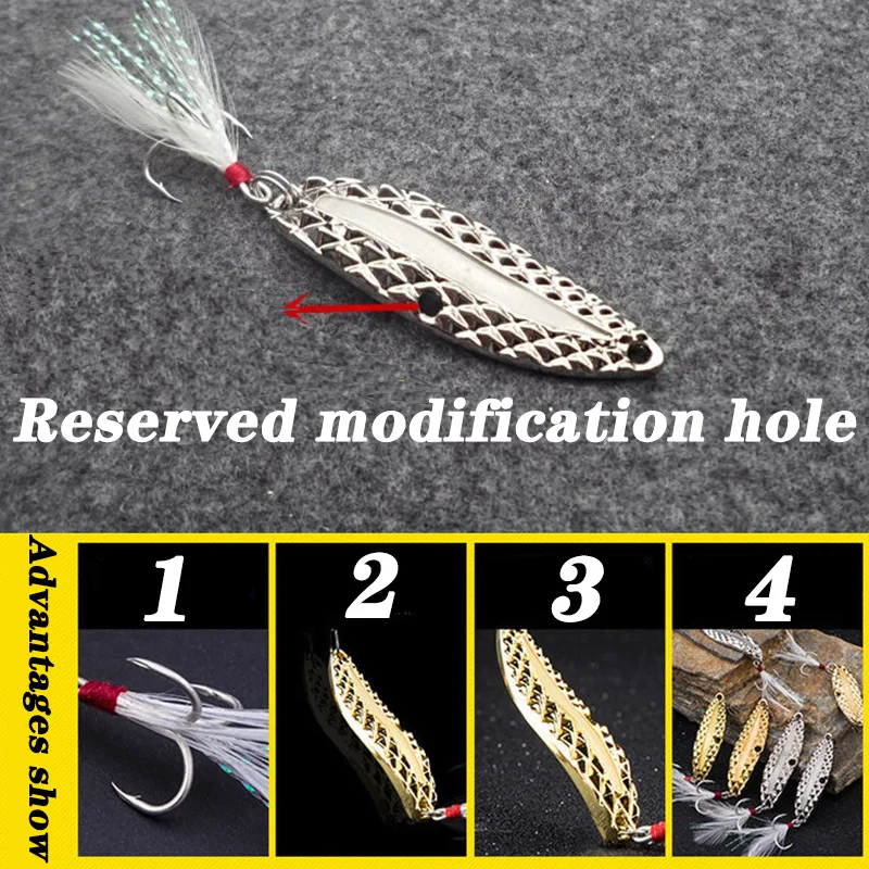 Metal Spoon Spinner Fishing Lure Luminous Hard Baits 7g 10g 15g Sequins  Noise Paillette with Feather Treble Hook Fishing Tools - AliExpress
