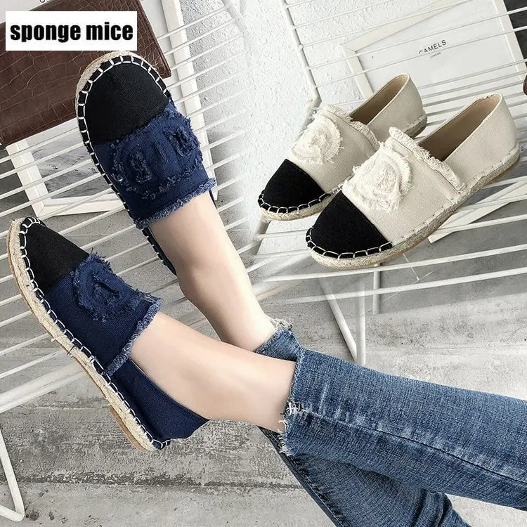 Соломенная обувь в рыбацком стиле женские лоферы на плоской подошве