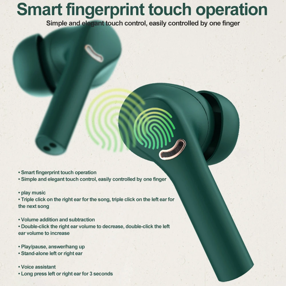 New ANC Pro Bluetooth V5.1 Headset Active Noise Cancelling With LED Display Portable Wireless Touch Control Earbuds TWS Earphone