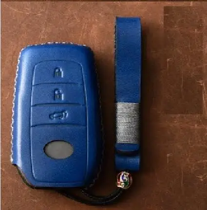 Чехол из натуральной кожи с дистанционным управлением для Toyota Camry Highlander Prado Crown Land Cruiser Prius Vitz Reiz Fortuner Prius - Название цвета: 3Button blue