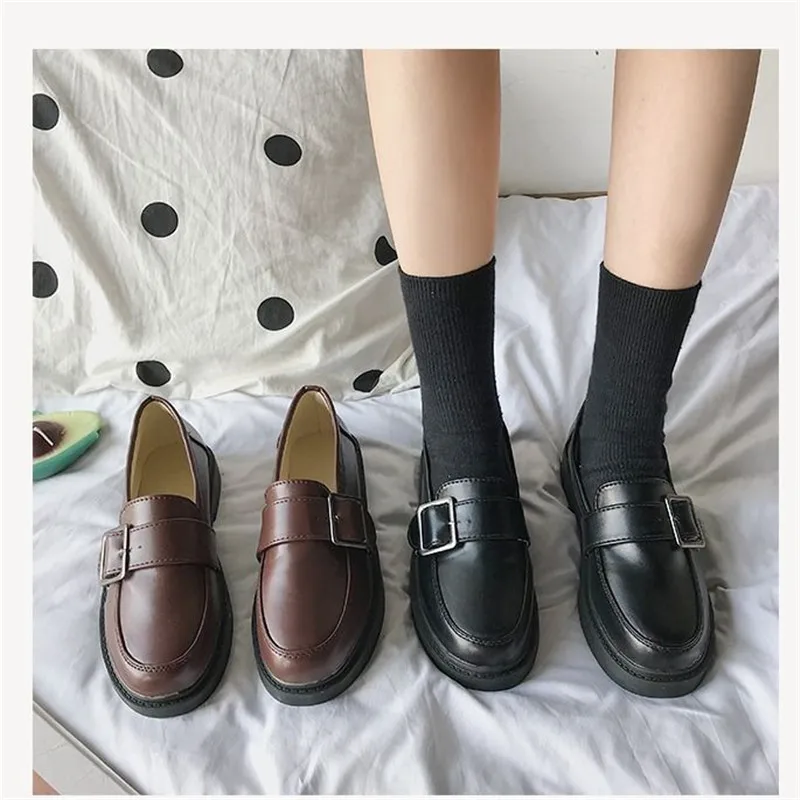 Zapatos Oxford Retro para mujer, mocasines planos de charol con plataforma  Chic, de moda coreana, color negro, 2020|Zapatos planos de mujer| -  AliExpress
