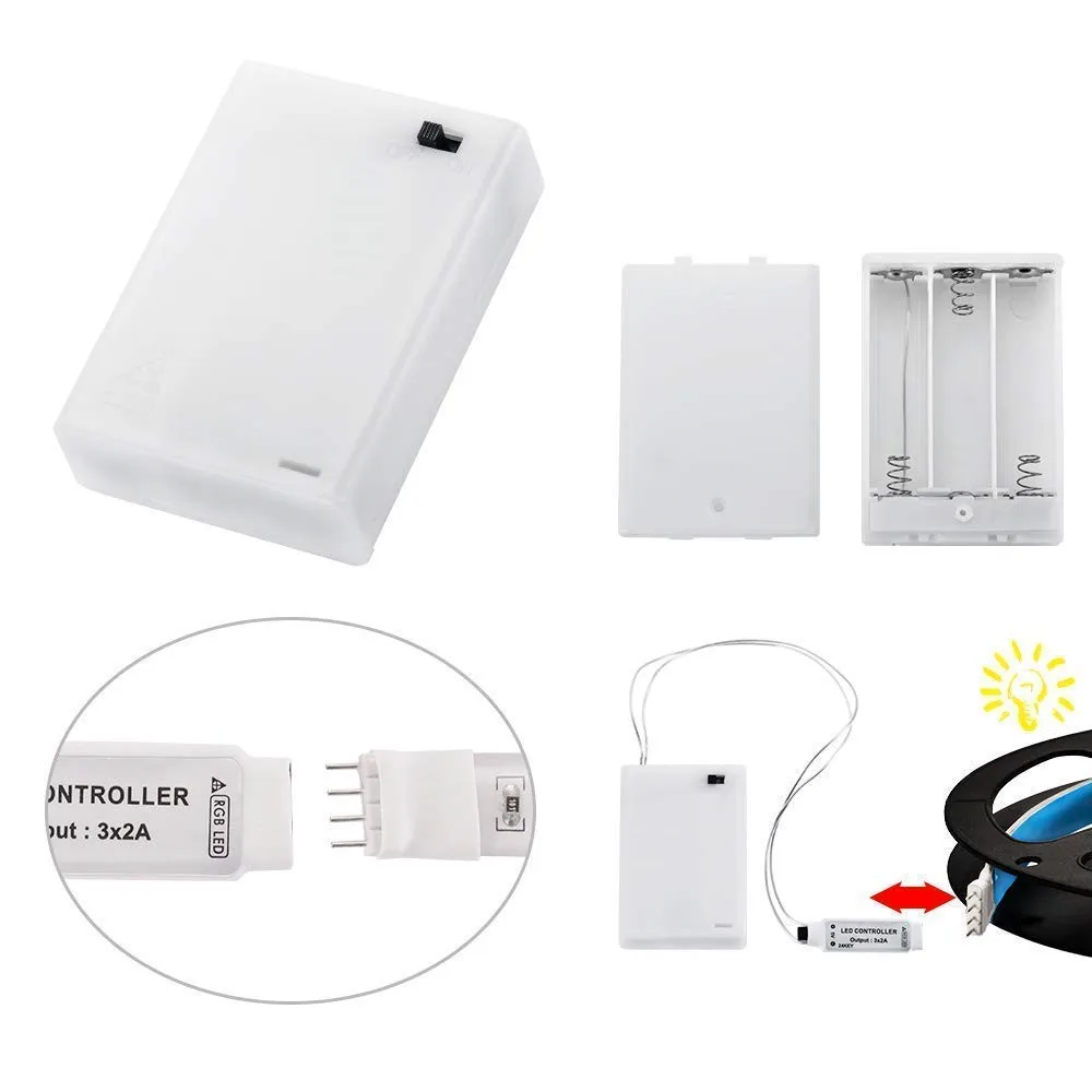 Светодиодная лента на батарейках 1 м 2 3 4 с регулируемой яркостью RGB SMD 5050 IP65