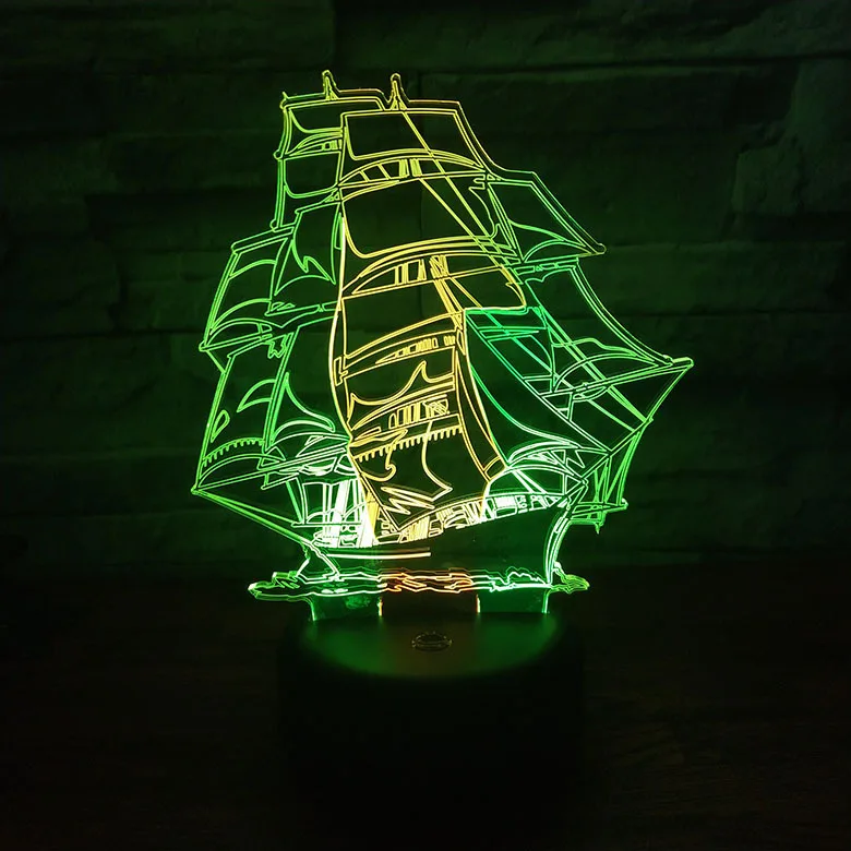 Парусная лодка 3D Оптическая иллюзия Новинка Настольная лампа Красивая Морская Лодка usb led 3D ночной Светильник рождественские украшения для