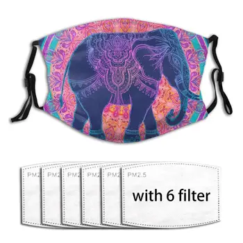 

Tribal Elephant Mandala Colorful Mask Mouth Face Mask Anti Dust Mask with Replaceable Filter