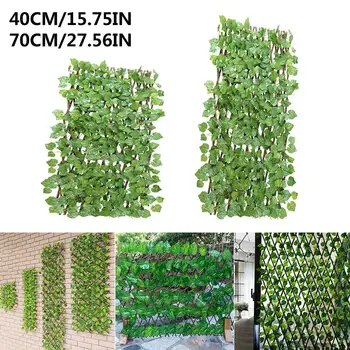 

40/70cm Green Leaf Plant Simulation Fence Outdoor Garden Retractable Wooden Fence Home Fence Decoration
