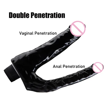 Vibrating Double Dildos Double Penetration Vagina and Anus Soft Phallus Erotic Huge Dick Double Headed Penis Sex Toys for Women 4