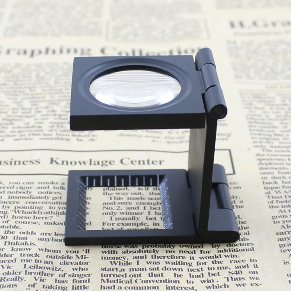 25X 8X Microscope Folding Magnifier Stand Loupe With Light For Textile  Optical Foldable Magnifying Glass Tool