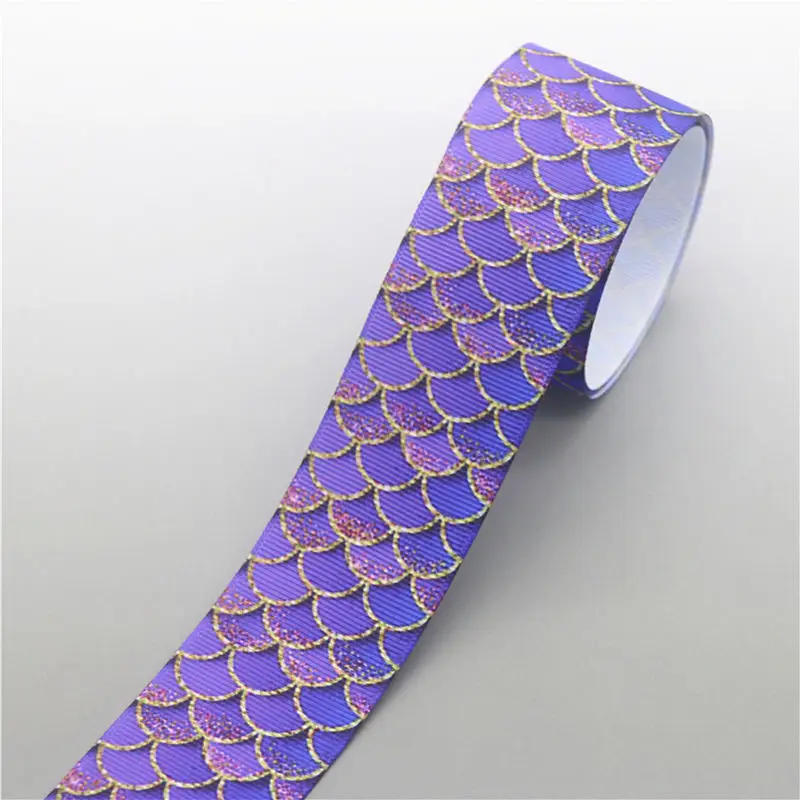 DHK 1,5 ''10 ярдов шаблон рыбья шкала напечатанный Grosgrain ленточный аксессуар Hairbow головной убор украшение «сделай сам» оптом 38 мм B1817 - Цвет: 10161
