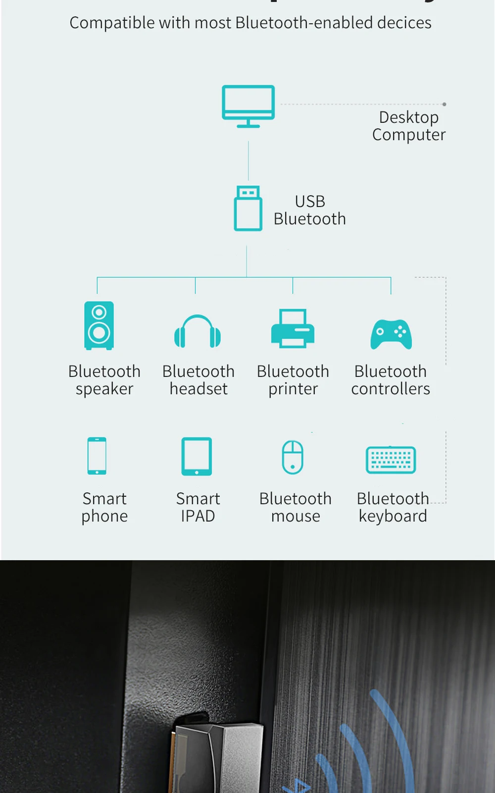 PCER Bluetooth адаптер USB ключ для компьютера ПК беспроводной USB Bluetooth передатчик 4,0 музыкальный приемник Bluetooth адаптер