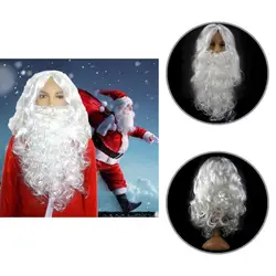 Excelente leve respirável branco santa fantasia vestido traje para cosplay natal papai noel barba peruca