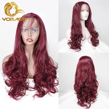 

Yomagic Lace Front Synthetic Hair Wigs for Women Long Body Wave Glueless Lace Wig Nautral Hairline