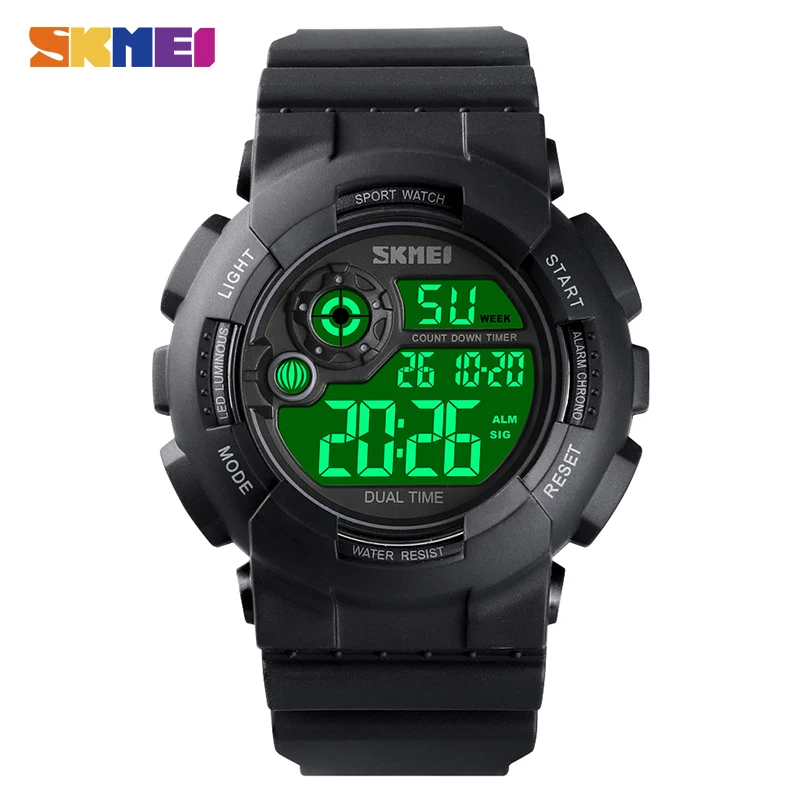 SKMEI Relogio Masculino 1583 Clcok мужские цифровые часы, военные часы с функцией обратного отсчета, спортивные часы, 5 бар, водонепроницаемые мужские наручные часы