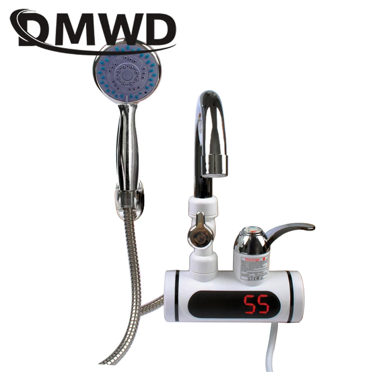 DMWD 3000W Temperature Display Instant Hot Water Heater Faucet Kitchen Instantaneous Tankless Electric Cold Heating Tap Shower 3
