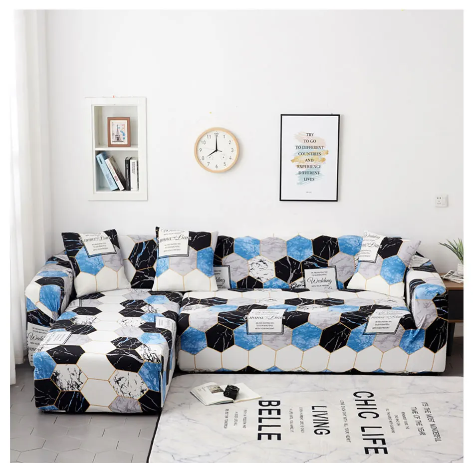 Эластичный чехол для дивана для гостиной, угловой чехол для дивана l-образной формы, чехол для дивана, защитная мебель для дивана - Цвет: Blue