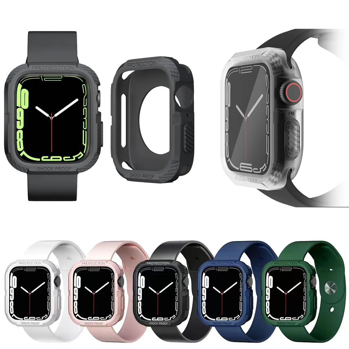 

2021 Sports fashion Watch Case for Apple Watch 7 Cases 41mm 45mm TPU color cases for iWatch 7 Cover