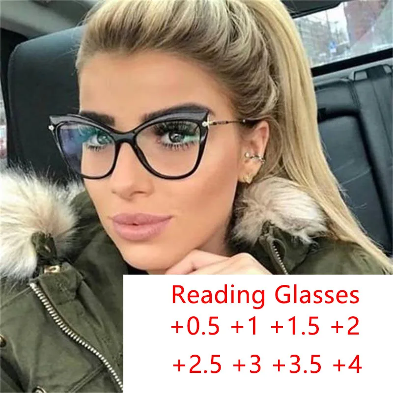 Luxury Brand Deisgner Cat Eye Reading Glasses Wommen Vintage Eyeglasses