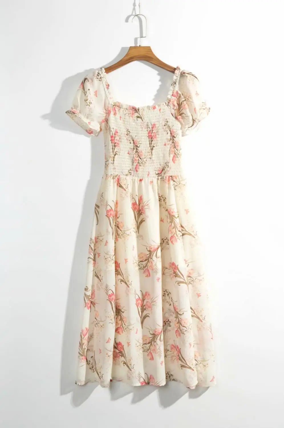 DR4926 floral N478 Bazaleas праздничное эластичное бюст vestidos шикарное кремовое платье миди с цветочным принтом элегантное шифоновое платье для женщин - Цвет: DR4926 floral N478