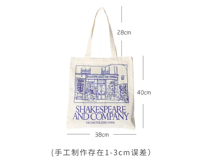 Women Canvas Shoulder Bag Shakespeare Print Ladies Shopping Bags Cotton Cloth Fabric Grocery Handbags Tote Books Bag For Girls