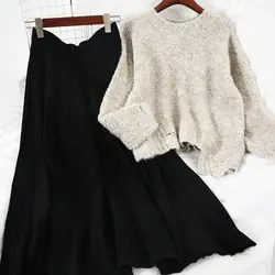 2019 Новая модная женская одежда, осенний и зимний необычный свитер из двух частей, зимняя одежда для женщин M275
