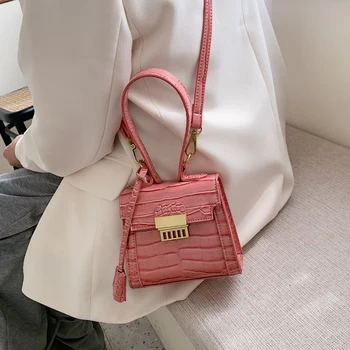 

Stone pattern Mini Tote bag 2020 Fashion New High quality PU Leather Women's Designer Handbag Lock Shoulder Messenger Bag