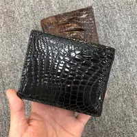 Authentic Real True Crocodile Paw Skin Men's Short Card Purse Phone Holder Genuine Alligator Leather Male Small Bifold Wallet 2