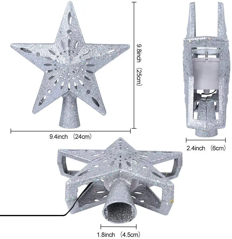 Светодиодный макушка для новогодней елки звезда 3D Топ проекционная лампа Цехин