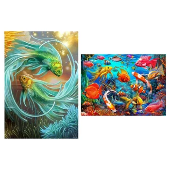 

2 Set Diamond Painting Kit Full Drill Paint with Diamonds Pictures Arts, Fish & Ocean World