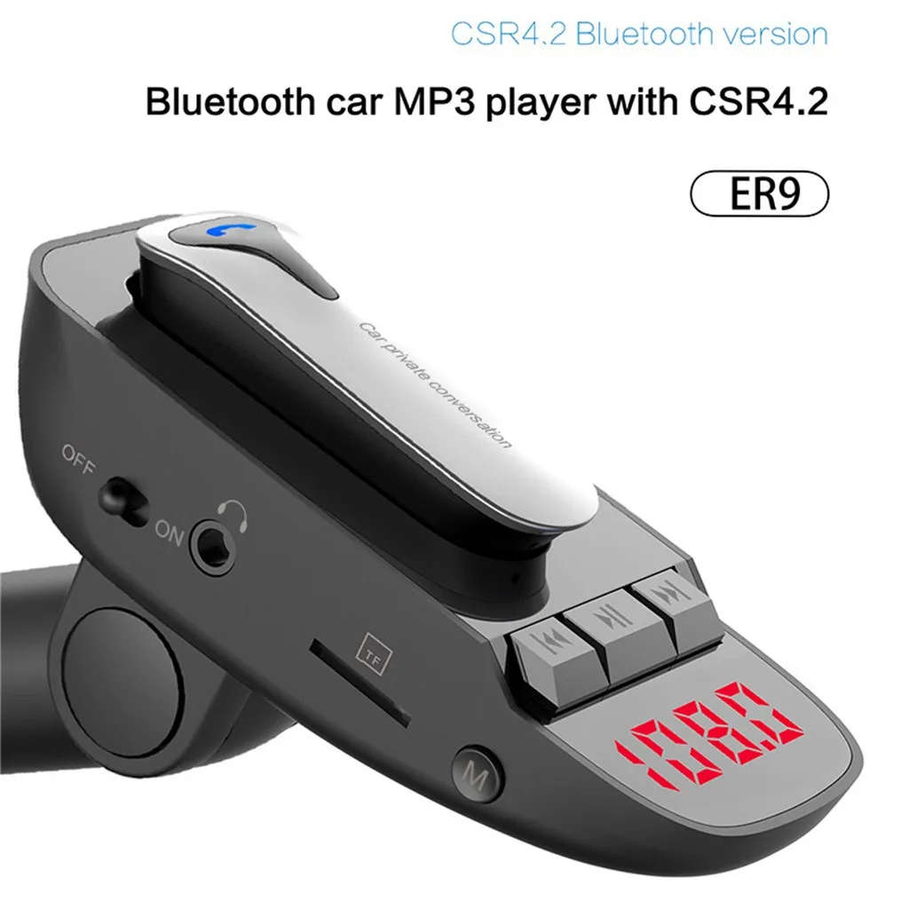 CARPRIE автомобильный комплект Гарнитура fm-передатчик Bluetooth гарнитура AUX аудио Музыка MP3 плеер USB зарядное устройство Поддержка TF карты/U диск Play