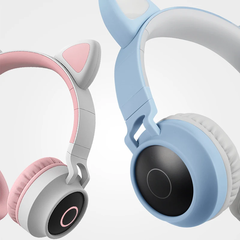 Cute Cat Ear Headphone Bluetooth 5 0 Girl Kids Pink Headset LED Wireless Headphone 3 5mm Wired Mic Headphones Bilateral Stereo