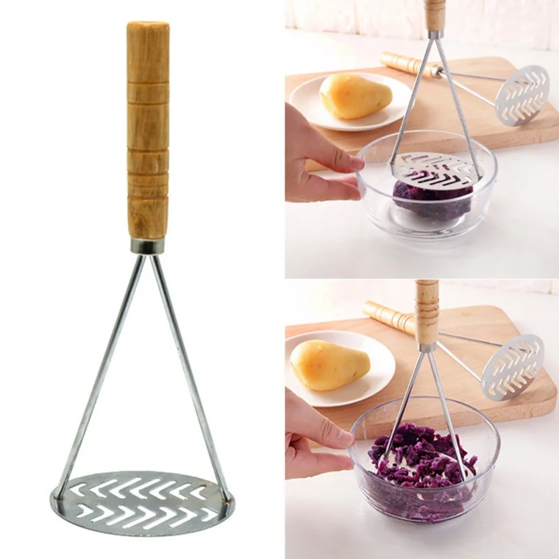 Stainless Steel Potato Masher With Fine Mesh Potato Masher Rust-Proof Non-Stick Large Press Plate
