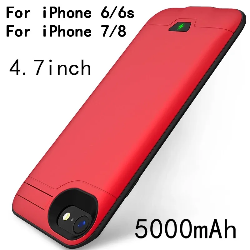Для iphone 6 6s зарядное устройство чехол 5000 мАч резервного питания банк чехол для iphone 7 8 тонкий ударопрочный корпус питания Поддержка аудио - Цвет: 4.7-Red