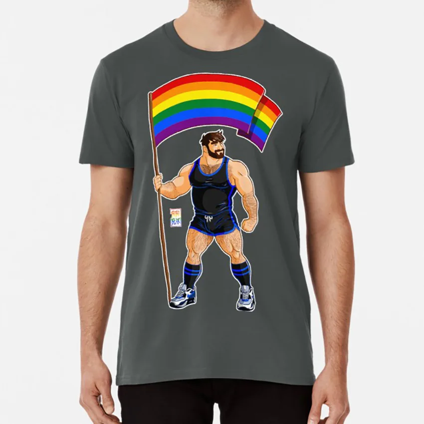 ADAM LIKES PRIDE FLAG - BLACK OUTFIT T Shirt bobobear bobobearart bobo bear week weekend otter tank tops mens gay | Мужская одежда