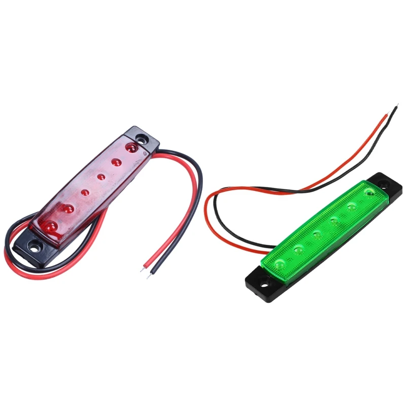 2X 24V 6 SMD LED Car Light Truck Trailer Side Marker Lamp Red &amp Green | Автомобили и мотоциклы