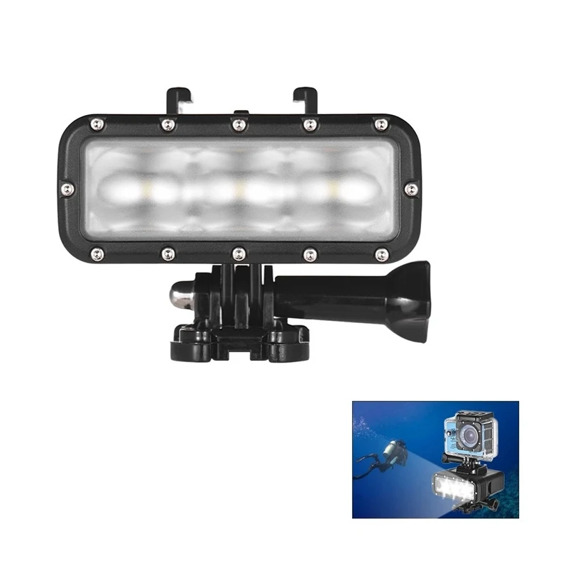 Розничная, светильник для экшн-камеры, водонепроницаемый светодиодный видео светильник с регулируемой яркостью, подводная лампа 40 м для дайвинга с аккумулятором 900 мАч