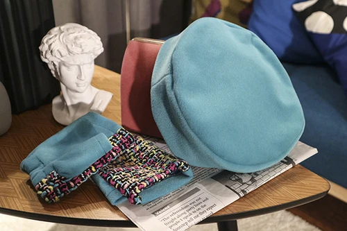Hat and gloves Le Palais винтажное Оригинальное винтажное популярное цветное локомотивное короткое пальто и юбка шерстяная Женская одежда из двух частей осенне-зимний комплект - Цвет: Hat and gloves