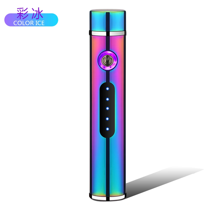 rainbow Новинка, мини зажигалки с двойным дуговым экраном и защитой от отпечатков пальцев, ветрозащитная зажигалка с USB подзарядкой, маленькая металлическая электрическая зажигалка - Цвет: rainbow