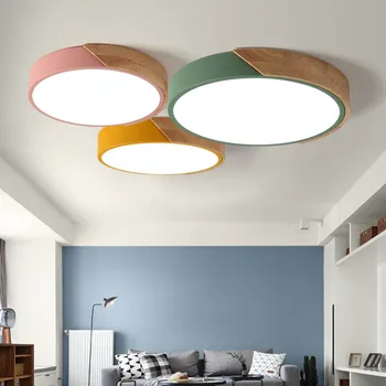 

lyustra lampa Modern LED Ceiling Lights Nordic Style Round Ceiling Mounted Lamp For Bedroom Wooden Kitchen Lighting