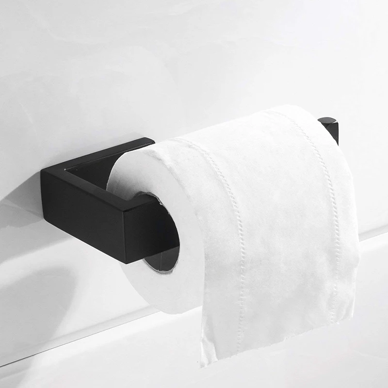 4Pc Bathroom Accessories Set- Towel Bar, Towel Ring,Toilet Paper Holder,Coat Hook, 304 Stainless Steel Matte Black Finish