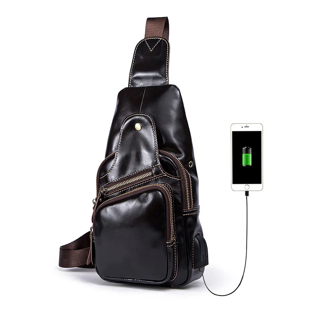 leather sling backpack mens