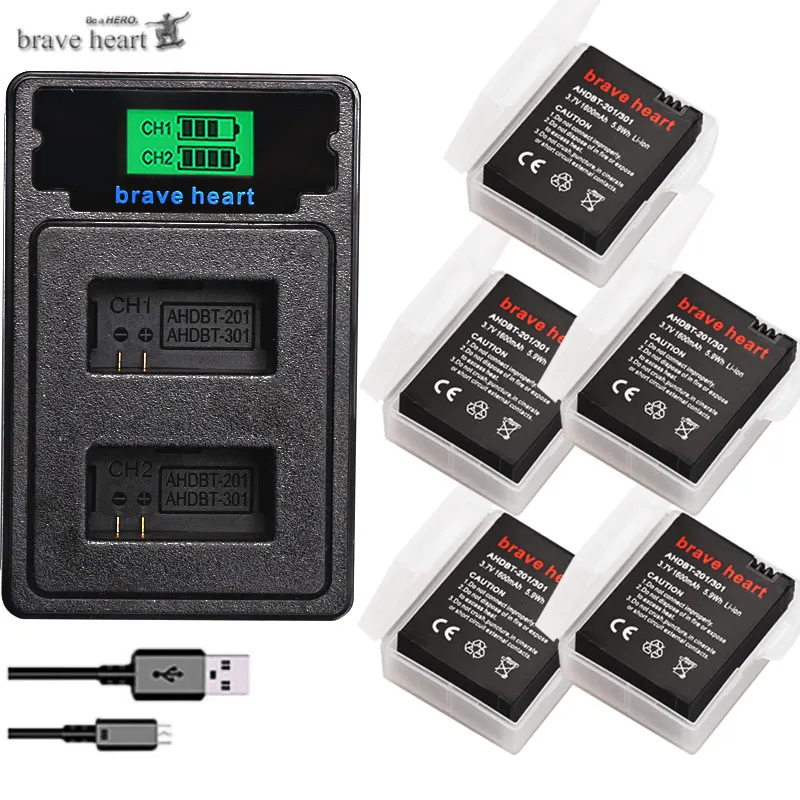Аккумулятор с высокой емкостью bateria hero 3 gopro hero3 + TYPE C Зарядное устройство USB Чехол