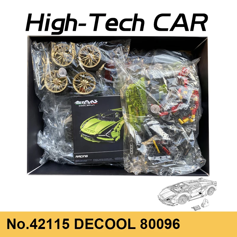 DECOOL технический супер автомобиль Lamborghinis Sian FKP 37 строительные блоки зеленые гоночные автомобили модели кирпичей игрушки для детей Подарки 80096