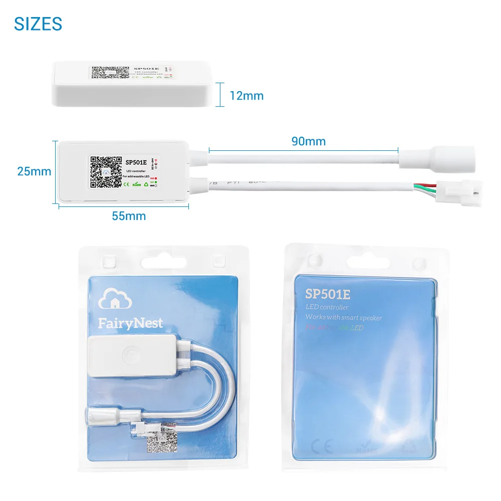 DC 5-24V SP501E светодиодный контроллер Wi-Fi для WS2812b Контролер ws2811 SK6812 Addressable RGB полоса Amazon Alexa Смарт Голосовое управление